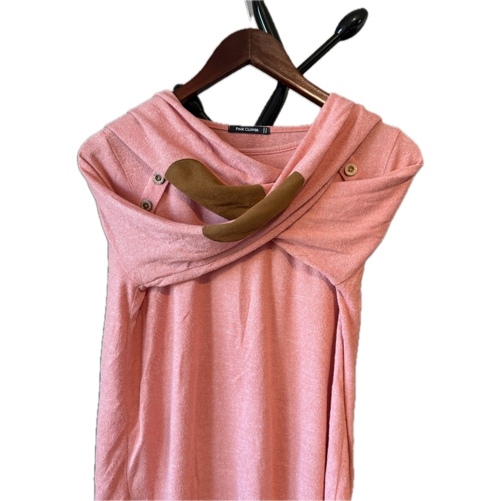 Blu‎ Pepper Pink Long Sleeve Button Detail Top Elbow Patches TB3637 Womens XS - Picture 5 of 9